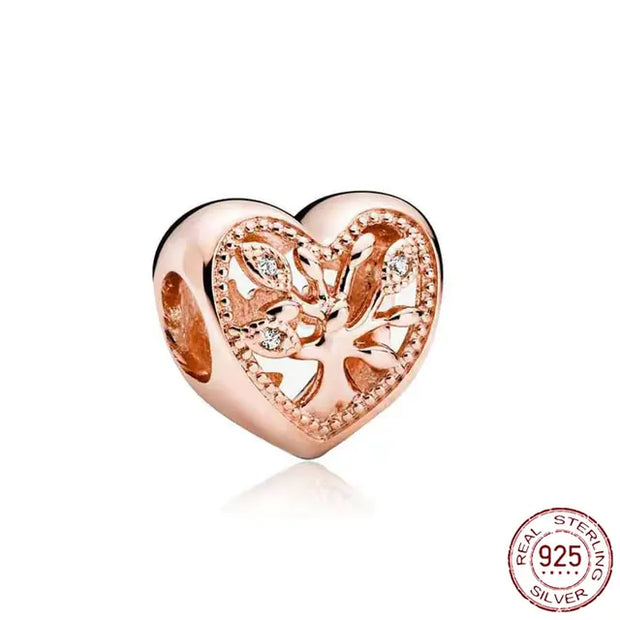 Rose Gold Pink Daisy Charms for Original Pandora Bracelets