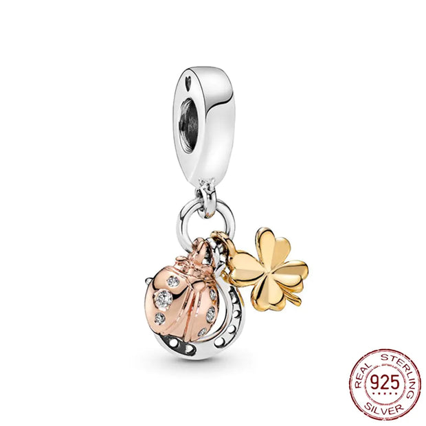 Rose Gold Pink Daisy Charms for Original Pandora Bracelets